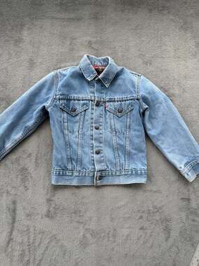 Vintage Levi's Kids Plaid-Lined Denim Trucker Jacket Type 3